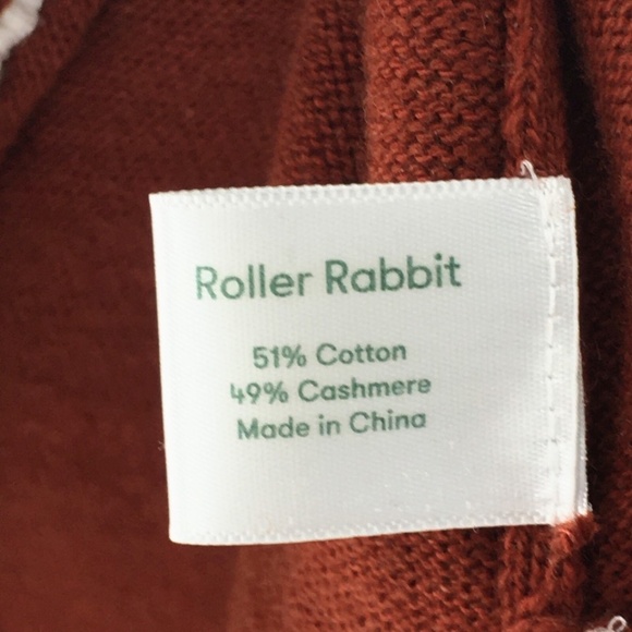Roller Rabbit Womens Sweater Cashmere Blend 2fer Mock Neck 3/4 Sleeve Sz M - Picture 11 of 11